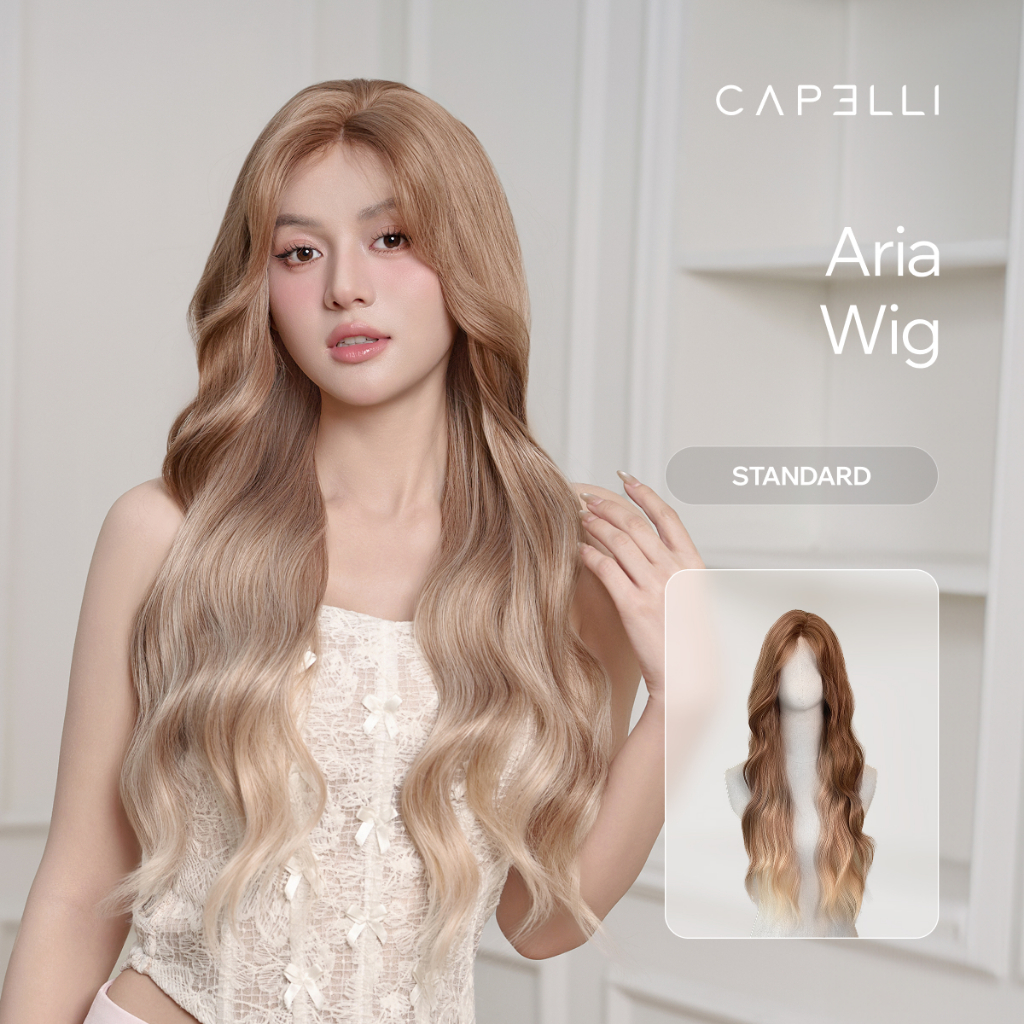 Tóc Giả Nguyên Đầu Dệt Kim CAPELLI Xoăn Sóng Mái Bay Hidden Light Aria Wig