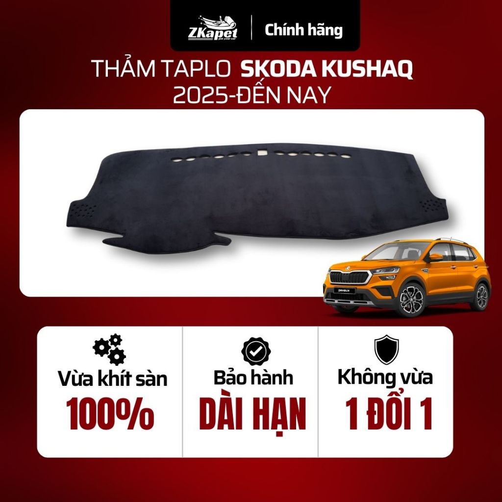 Thảm Taplo Ô Tô Xe Skoda Kushaq (Ambition-Style) 2025-Đến Nay, Chống Nắng Chống Loá Tốt ZKAPET