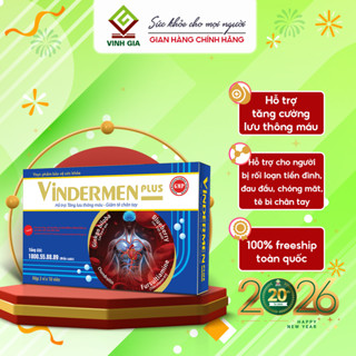Viên Uống Giảm Tê Bì Chân Tay Vindermen Plus Vinh Gia hỗ trợ Tăng Lưu Thông Máu, Vai Gáy(30v/ Hộp)