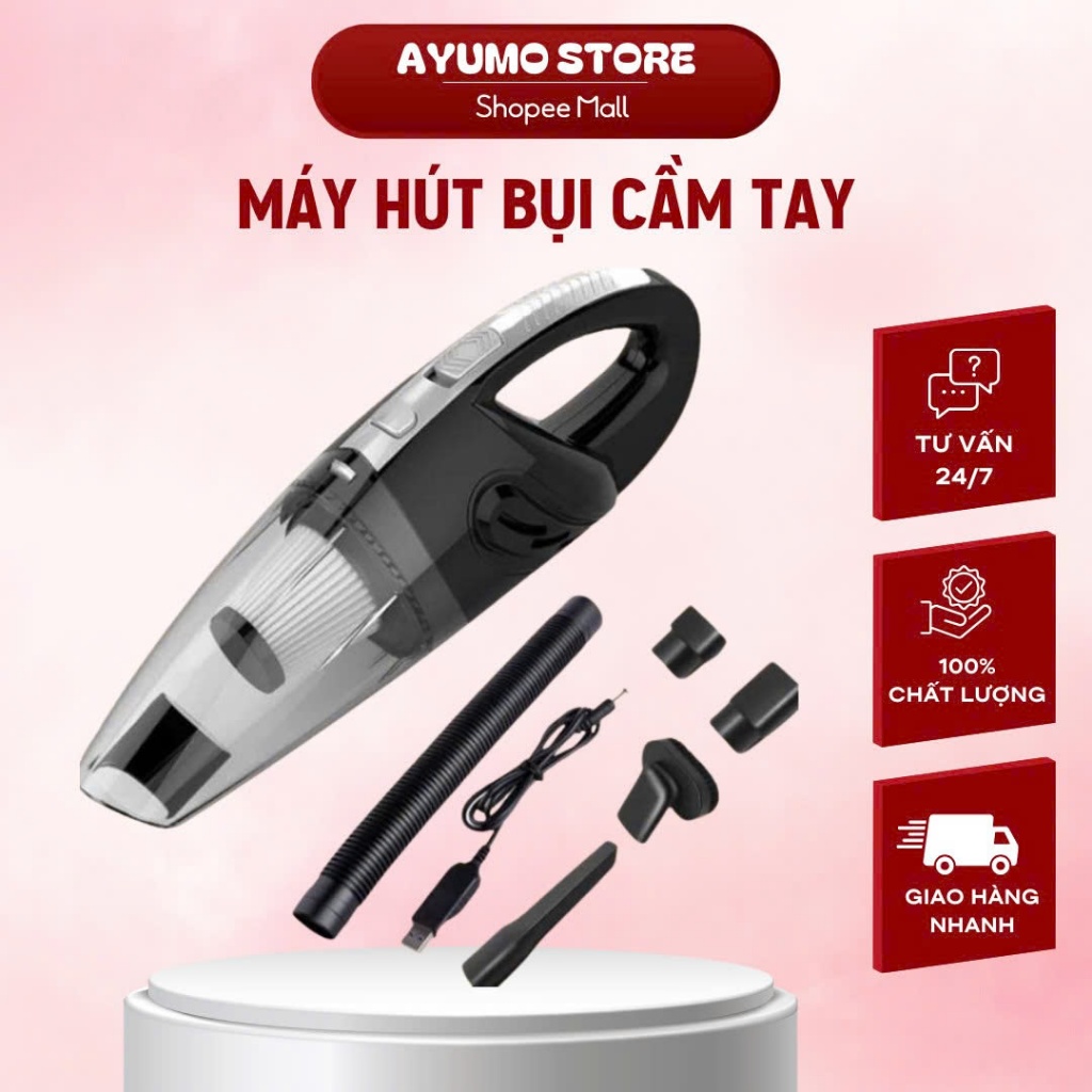 Máy Hút Bụi Cầm Tay YATASMART Giường Nệm, Sofa, Oto Công Suất Lớn 12000PA
