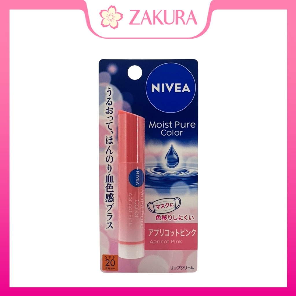 Nivea Moist Pure Color Lip Balm 3.5g - Apricot Pink son dưỡng môi có màu, dưỡng ẩm môi khô, son dưỡn