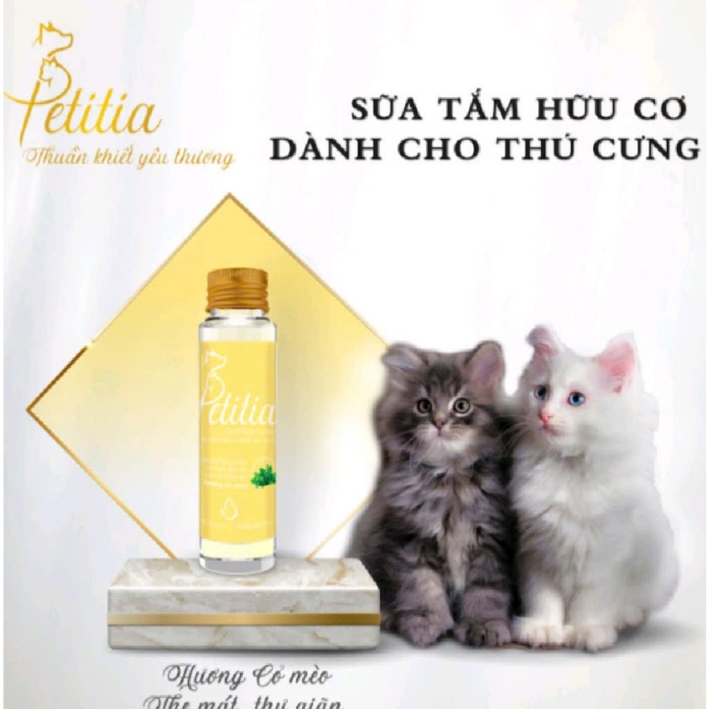 [GIÁ ƯU ĐÃI 15K] Sữa tắm hữu cơ Petitia 30ml cho chó mèo, hương Cỏ mèo the mát, thư giãn, dưỡng lông, lưu hương