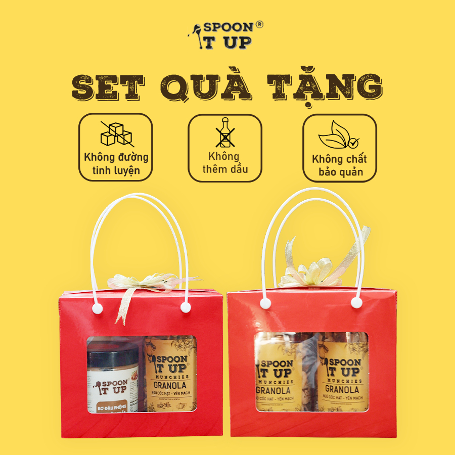 SET QUÀ TẶNG SPOON IT UP – GRANOLA & BƠ HẠT TỰ NHIÊN (Khách được chọn hương vị)