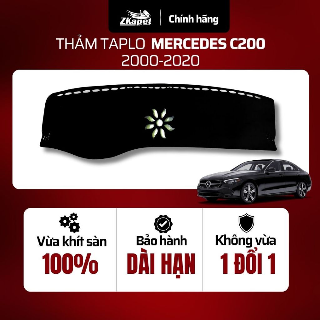 Thảm Taplo Ô Tô Xe Mercedes C200 2000-2020, Chống Nắng Chống Loá Tốt ZKAPET
