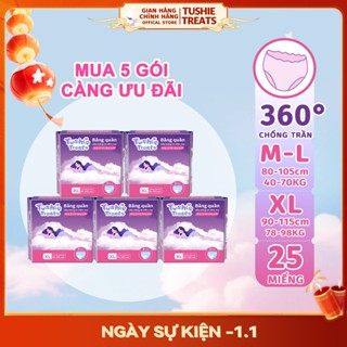   CHE TÊN  Combo 25 miếng băng vệ sinh dạng quần Tushie Treats size M-2XL Quần bvs mềm mịn không cộm không lộ viền 
