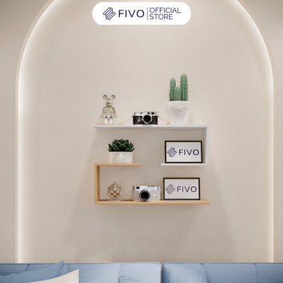 Kệ Để Sách Gỗ Treo Tường Đẹp Chữ J FIVO FB42, Gỗ Chống Ẩm, Thiết Kế Âm Tường, Đa Dạng Cách Trang Trí, Chịu Lực Tốt