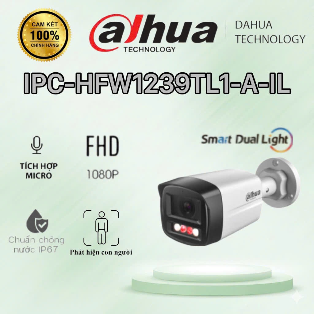 Camera IP 2MP DAHUA DH-IPC-HFW1239TL1-A-IL có mic