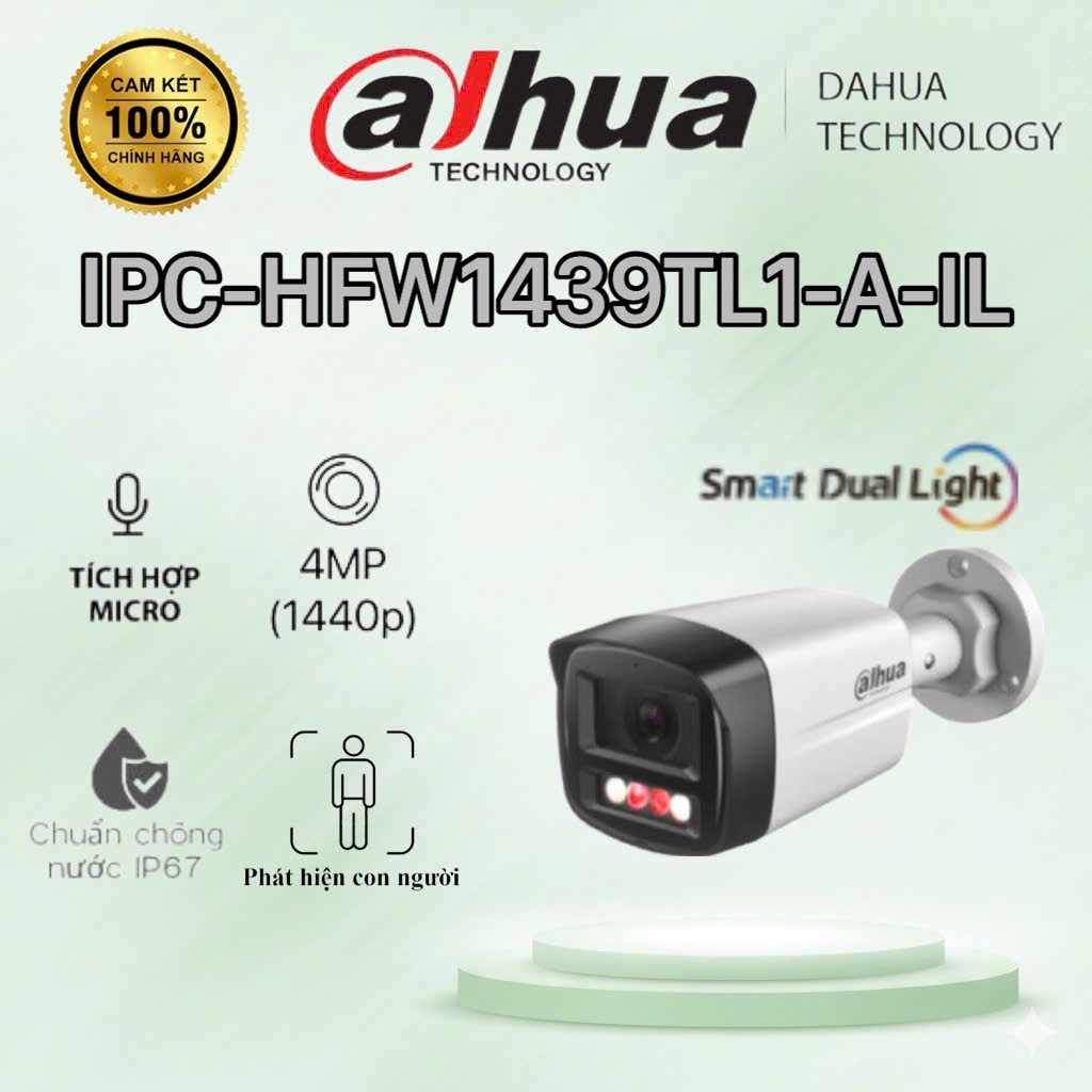 Camera IP 4MP DAHUA DH-IPC-HFW1439TL1-A-IL- CÓ MIC