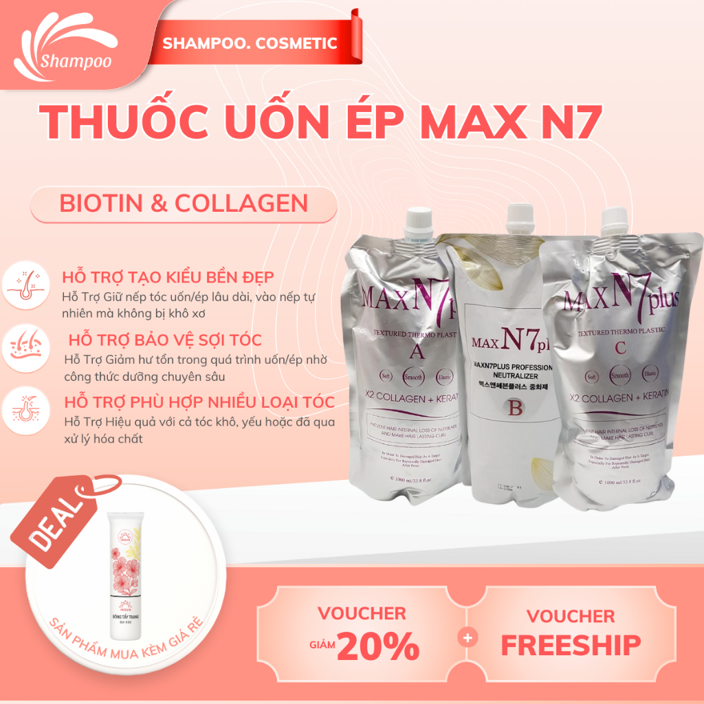 Thuốc uốn MAX N7 PLUS uốn nóng collagen dành cho tóc khoẻ chính hãng phục vụ salon,baber