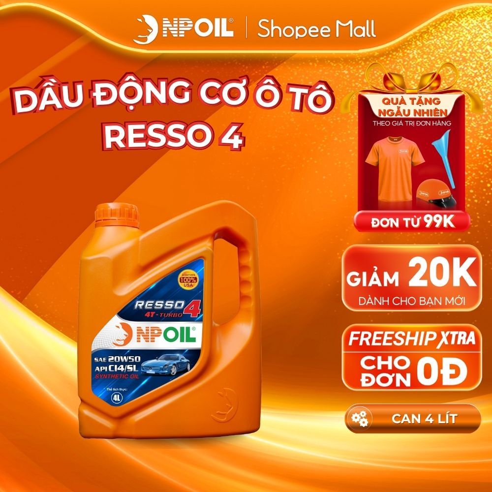 Dầu động cơ xe ô tô NPOIL RESSO 4 20W50 can 4 lít