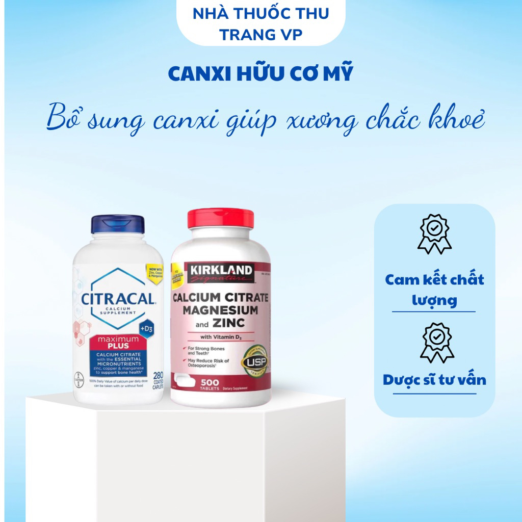 Nội Địa - Viên Uống Canxi Hữu Cơ Kirkland Lọ 500 Viên