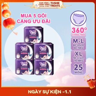   COMBO 25 MIẾNG  Tushie Treats- Quần băng vệ sinh bản nâng cấp siêu mềm siêu thấm BVS dạng quần đủ size M-XL 35-90KG  