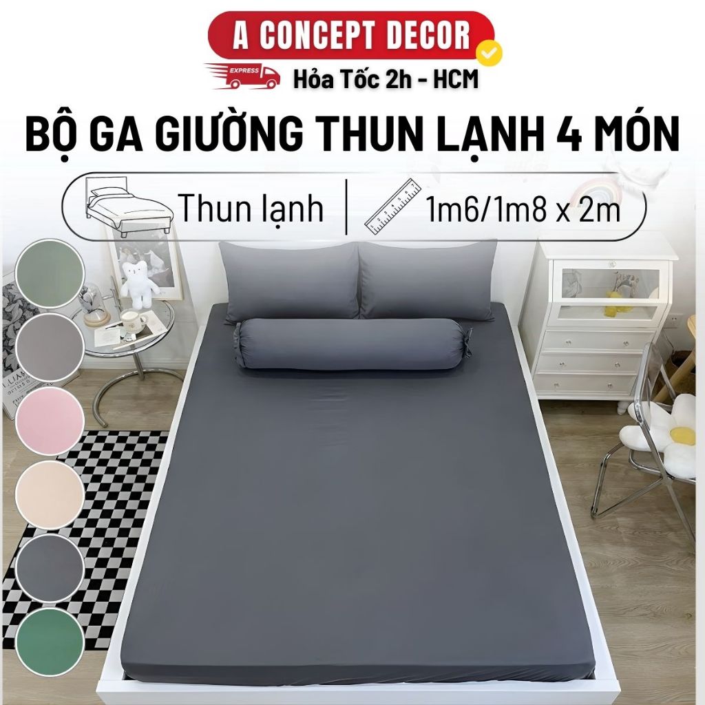 Bộ Ga Giường Thun Lạnh Hàn Quốc Cao Cấp A Concept Decor Drap Giường Thun Mát Cho Mùa Hè Bộ Chăn Ga G