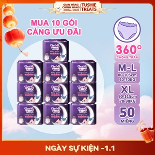   SET 50 MIẾNG  Tushie Treats- Quần băng vệ sinh bản nâng cấp siêu mềm siêu thấm BVS dạng quần đủ size M-2XL  40-98KG  