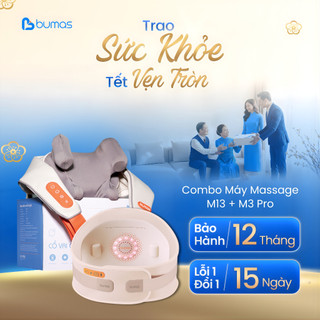  Set Quà Tết Combo Máy Massage Cổ Vai Gáy M3 Pro+ Đai Chườm Ấm Massage Lưng BUMAS M13 Hỗ Trợ Giảm Đau 