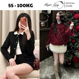  ÁO KHOÁC DẠ NHŨ BLING thiết kế dáng ngắn cúc đồng cổ tròn thanh lịch đi chơi đi tiệc hot trend Huyền Lucy Bigsize 