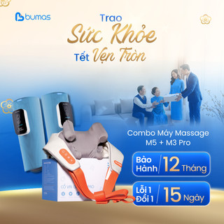  Set Quà Tết Combo Máy Massage Cổ Vai Gáy M3 Pro + Máy Massage Bắp Chân BUMAS M5 Hỗ Trợ Giảm Đau Nhức 