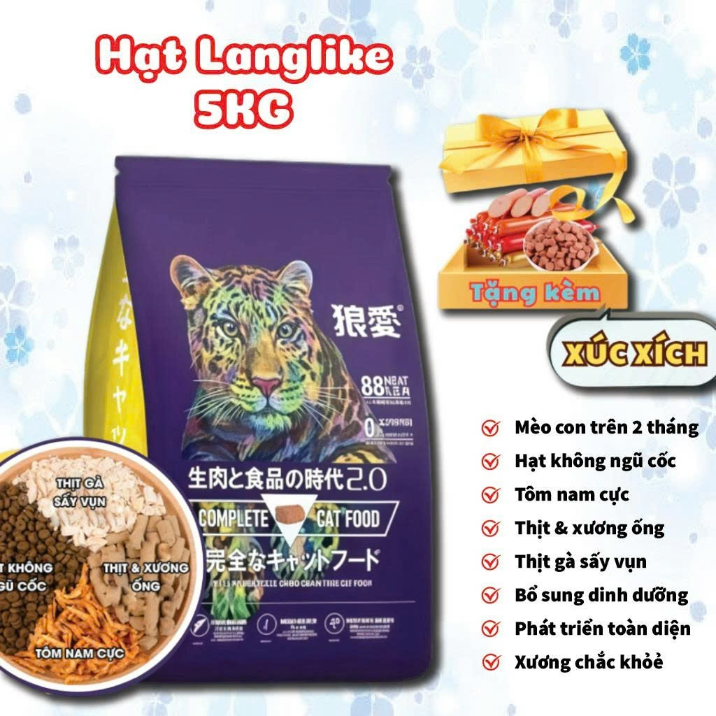 Hạt Langlike 5kg , hạt cho mèo siêu topping với hàm lượng dinh dưỡng cao 5kg