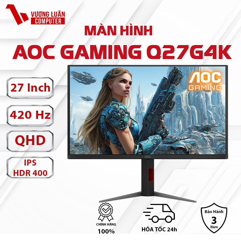 Màn hình AOC GAMING Q27G4K 420Hz-OC (27inch, 2K, IPS, HDR 400, 10 bit màu)