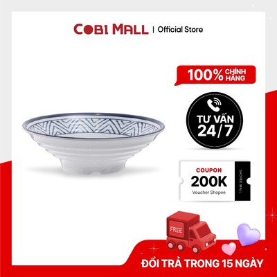 Tô Sứ Hoa Văn Xanh 26.4cm – Tô Phở, Tô Salad, Tô Mì Cao Cấp – Thiết Kế Trang Nhã – Cobi Home