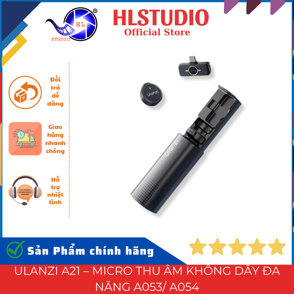 Ulanzi A21 Micro Thu Âm Không Dây 2.4GHz 360° A053/A054 HL Studio