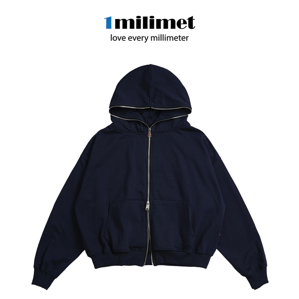 Áo Khoác Hoodie FULLZIP - 1MILIMET - Form BOXY, Vải Chân Cua , 400GSM Dày Dặn, Dây kéo 2 đầu Cao Cấp
