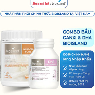   COMBO BẦU  Milk Canxi BoneCare Và DHA Bầu Bioisland Cho Mẹ Bầu Chắc Khỏe Xương - Thai Nhi Phát Triển Trí Não Toàn Diện 
