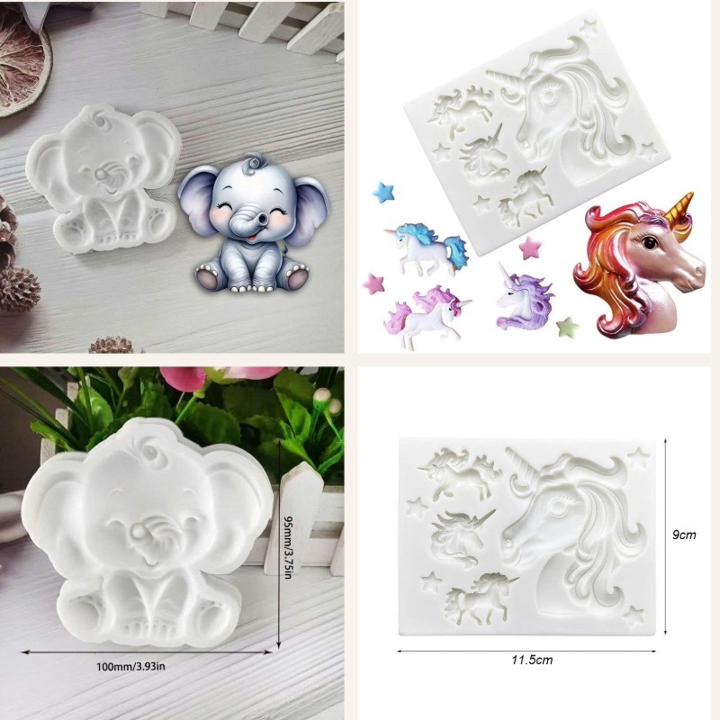 Khuôn vỉ 8 mặt ngựa và ngôi sao - khuôn silicon voi cạn 9.5cm khuôn làm xôi đậu khuôn fondant