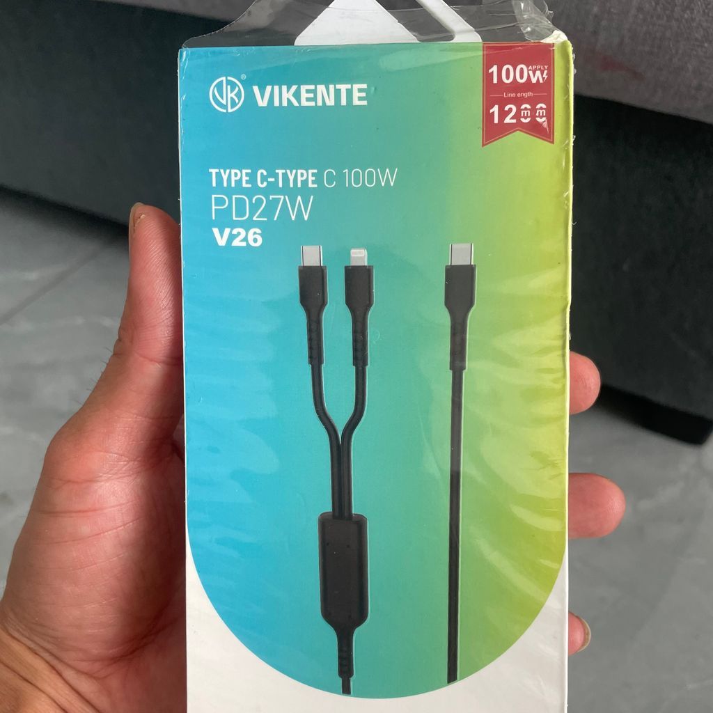 Cáp sạc dây dù sạc siêu nhanh Vikente 100w 2 in 1 C to C và C to L