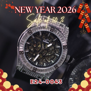  Đồng Hồ Cơ Nam ETERNO E24-0043 Dây Cao Su Cao Cấp Đính Đá Dạ Quang 2 Kim Lộ Cơ 2 Mặt Sang Trọng 