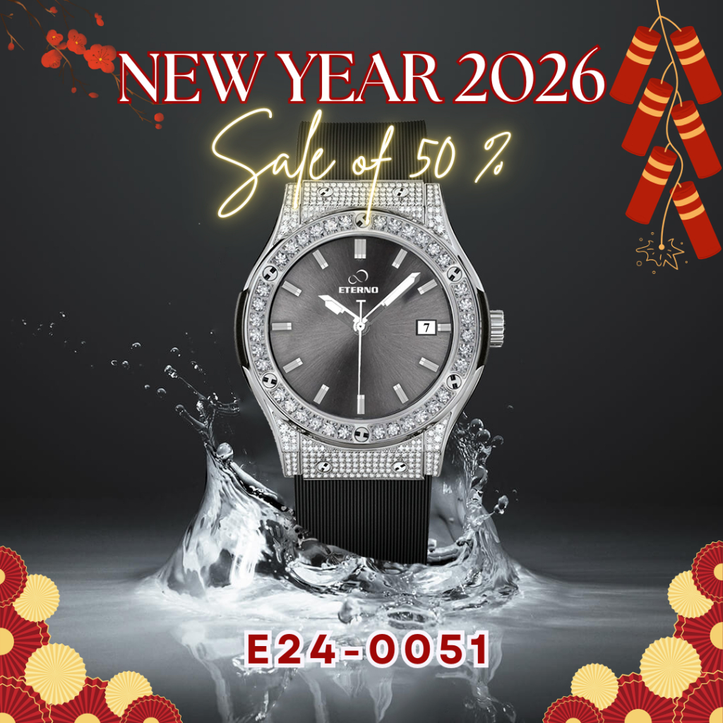 Đồng Hồ Nữ - Thương Hiệu ETERNO E24-0051 dây cao su non, viền đính đá tinh tế _ đồng hồ nữ
