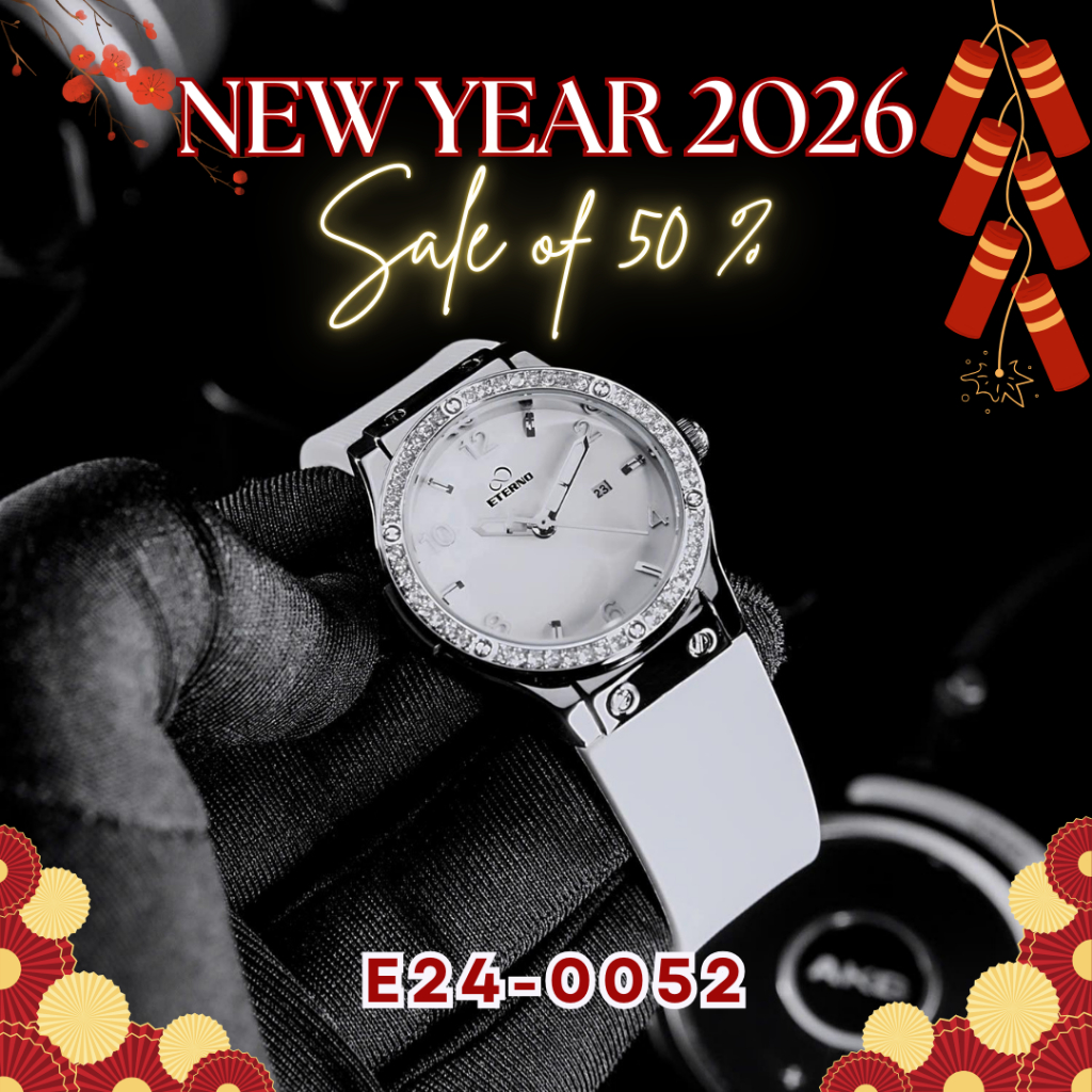 Đồng Hồ Nữ - Thương Hiệu ETERNO E24-0052 dây cao su non, viền đính đá tinh tế _ đồng hồ nữ đẹp