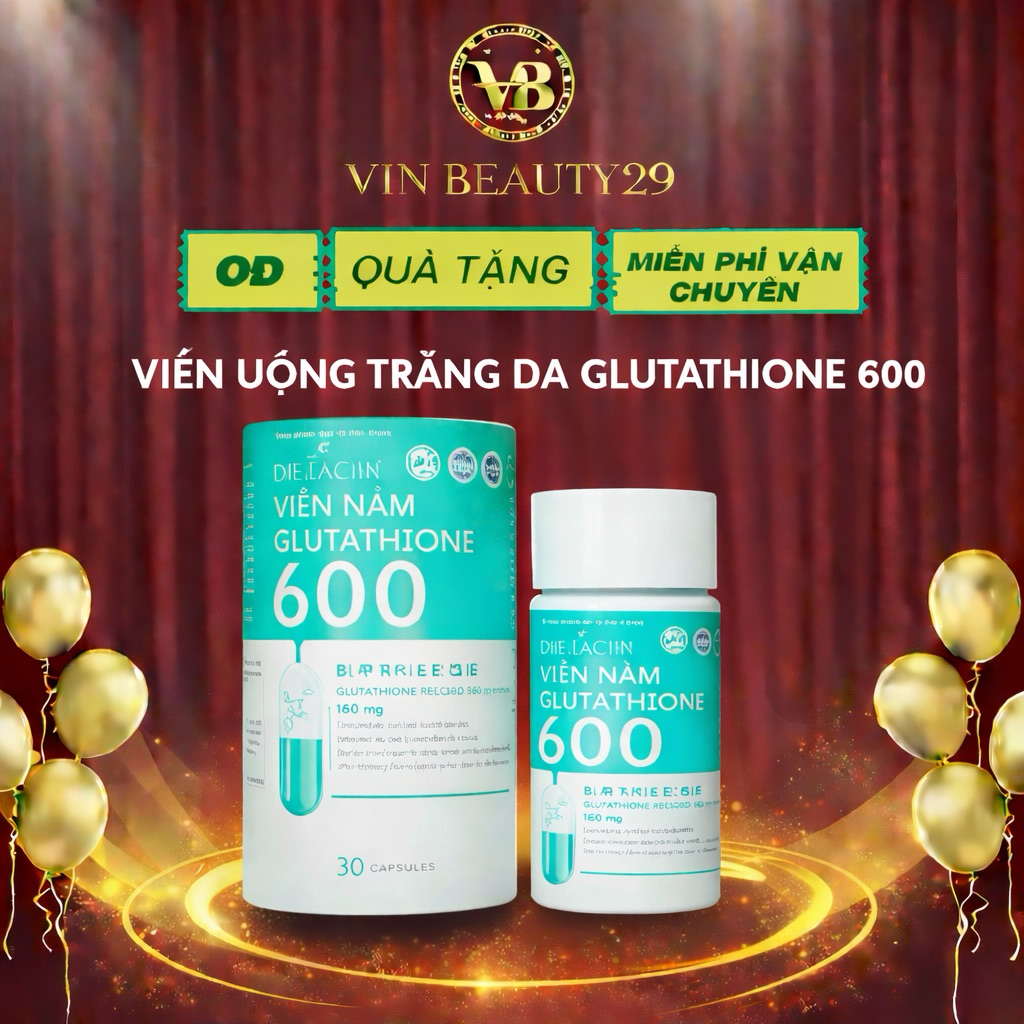Viên Uống trắng da Glutathione 600 mẫu mới, viên uống trắng da mờ nám, mờ thâm, Tăng nội tiết tố nữ, Luhacosmetics