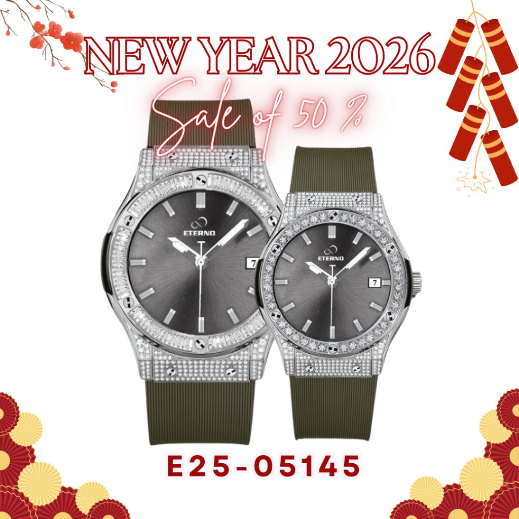Đồng Hồ Cặp Nam Nữ - Thương Hiệu ETERNO E25-05145 Dây Cao Su Cao Cấp