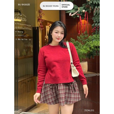 Áo len cổ tròn xẻ sườn BIGSIZE (55kg đến 95kg) – 25DAL013 - [BU Bigsize Young]