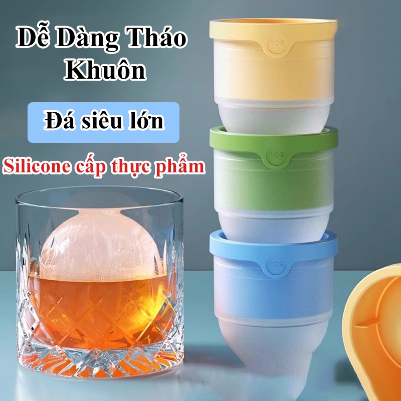 Khay làm đá viên tròn HABO khuôn làm đá silicone dẻo đá viên lớn không mùi chất liệu an toàn thực ph
