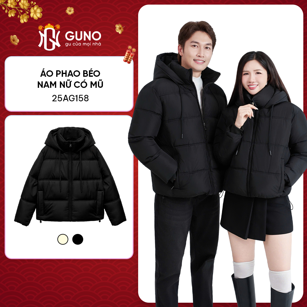  Áo Phao Béo Siêu Nhẹ Nam Nữ GUNO Chần Bông Cao Cấp Có Mũ Giữ Ấm Mùa Đông SP5 25AG158 AB192 AK224 