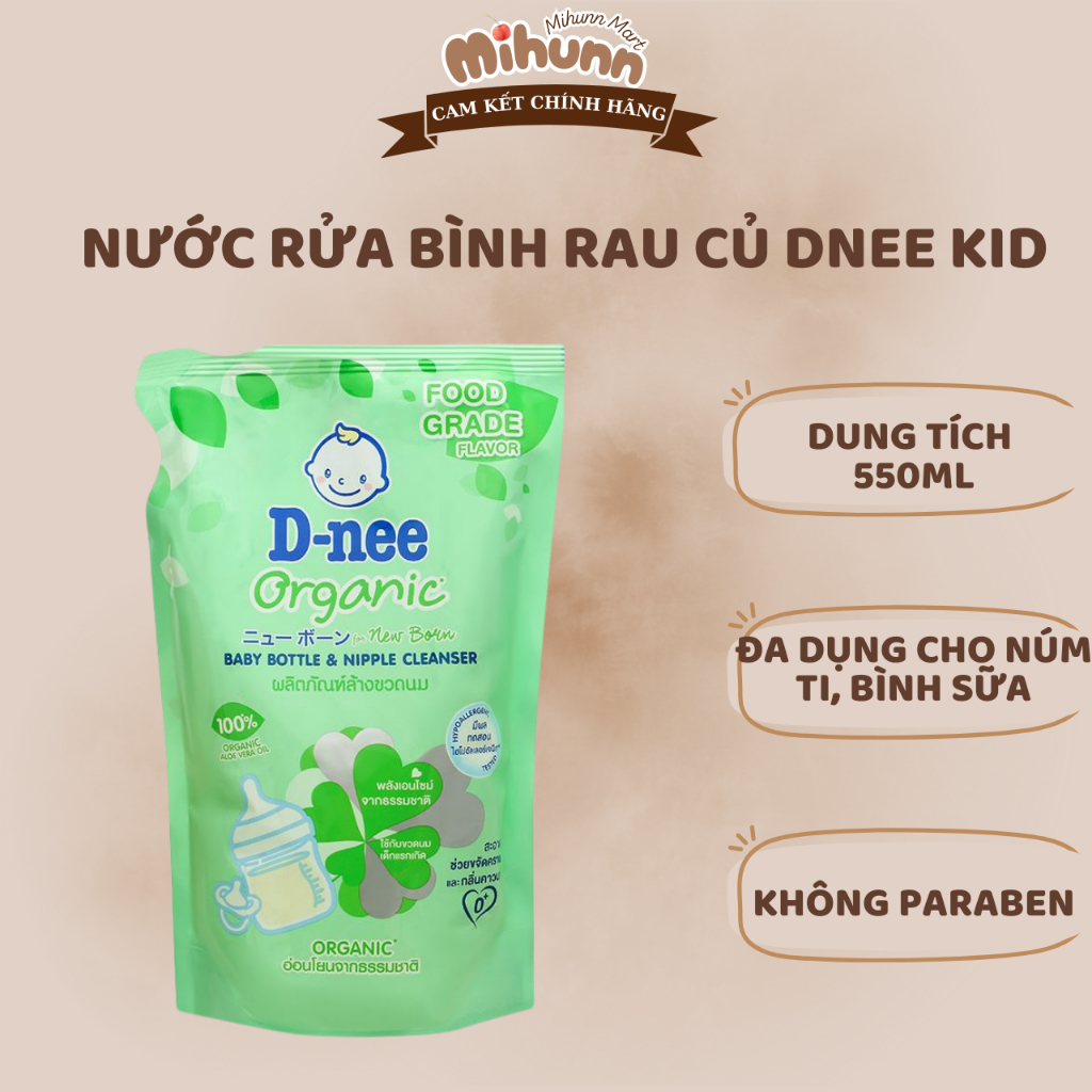 [ TÚI TIẾT KIỆM 1150ML] Nước rửa bình sữa rau củ Dnee từ thiên nhiên 550ml/1150ml an toàn cho bé - M