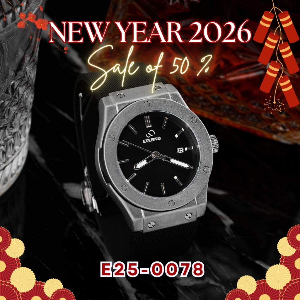Đồng Hồ Nam - Thương Hiệu ETERNO E25-0078 Dây Cao Su Non, Chống Nước, Sang Trọng