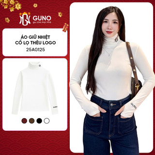  Áo Giữ Nhiệt Nữ GUNO Cổ Lọ Lót Lông Thỏ Mỏng Ôm Body Dài Tay Phối Logo Thêu Giữ Ấm Cực Tốt 25AG125 
