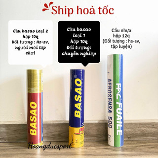 Hộp/ống cầu lông ba sao/ cầu nhựa loại tốt dùng cho học sinh - hộp 10 quả