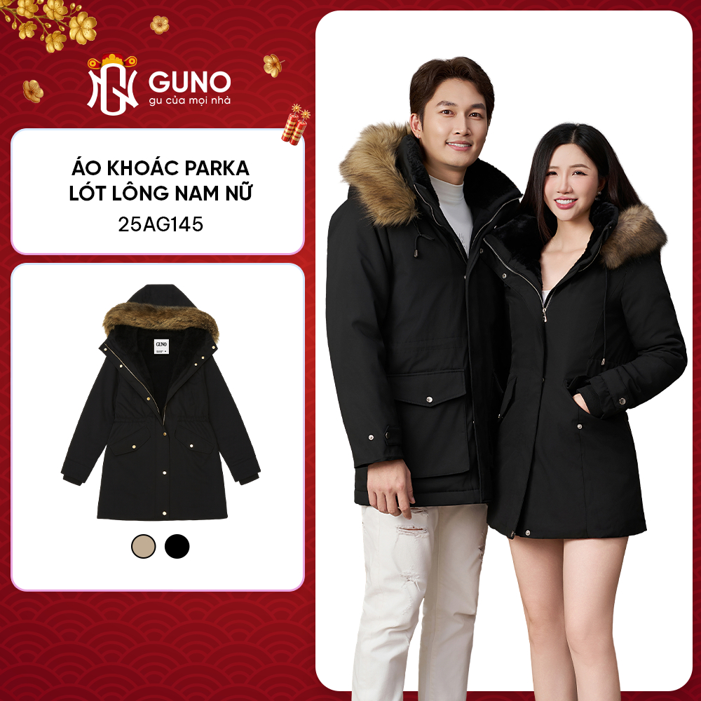  Áo Khoác Parka Nam Nữ GUNO Xịn Lót Lông Cao Cấp Túi Hộp Có Mũ Siêu Ấm Thời Trang SP5 25AG145 AB148 