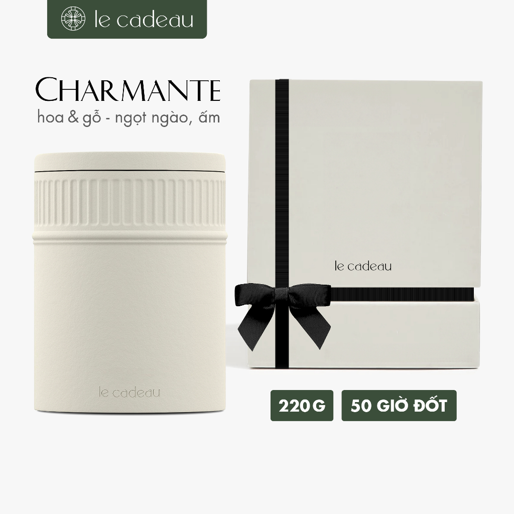Nến thơm cao cấp Le Cadeau - Charmante - Hương hoa & gỗ, Giúp thư giãn dễ ngủ, quà tặng sinh nhật