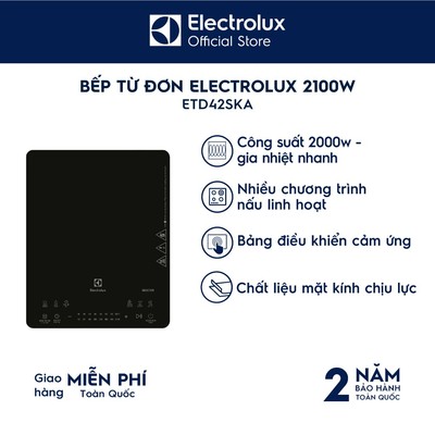 Bếp nấu điện từ để bàn Electrolux 2100W 6 chương trình nấu-ETD42SKA