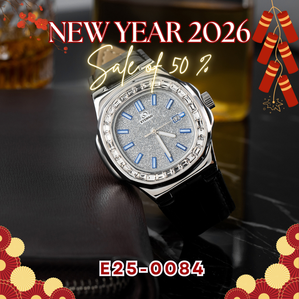 Đồng Hồ Nam - Thương Hiệu ETERNO E25-0084 Dây Da Thiết Kế Sang Trọng Lịch lãm - Đính Đá