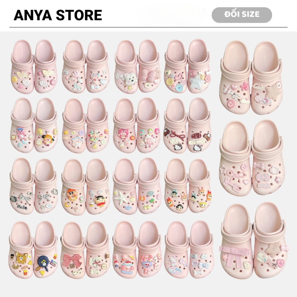 [ KÈM CHARM TẶNG NÚT ] Dép Sục Hồng Quai Hậu Kèm Sticker Thời Trang Chất Liệu EVA Êm Chân Không Thấm Nước - QH3 ANYA STO
