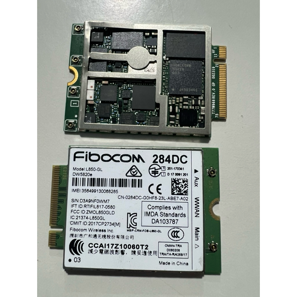 Mã 284DC] Card WWAN 4G Fibocom L850-GL (DW5820e) - Tốc Độ Cao Cho Laptop Dell/HP/ThinkPad