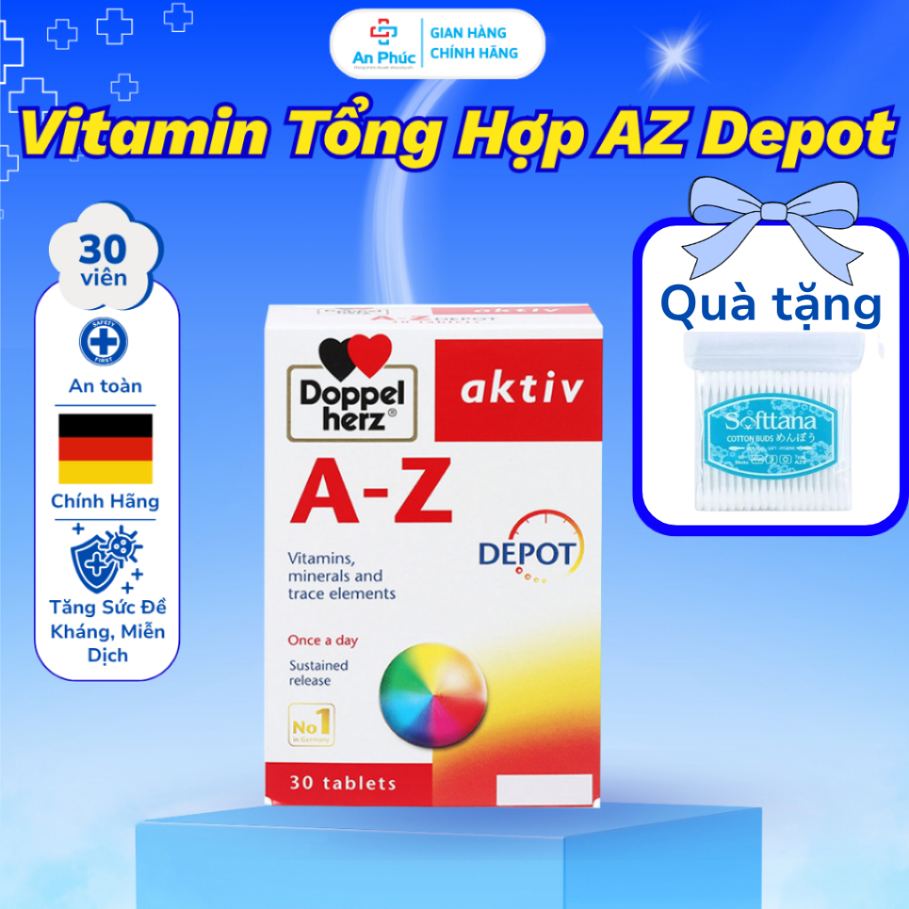 Vitamin Tổng Hợp AZ Depot – Bổ Sung Vitamin, Tăng Sức Đề Kháng, Miễn Dịch (30 Viên)
