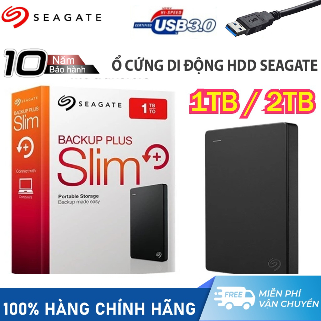 Seagate Original Siêu nhẹ External hard drive 1TB/2TB Giao diện USB 3.0 Đảm bảo sản phẩm chính hãng.