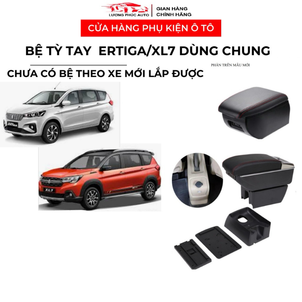 Hộp Tỳ Tay, Bệ Tỳ Tay Xe Suzuki Ertiga, XL7 Màu Đen Có Cổng USB bệ tỳ tay